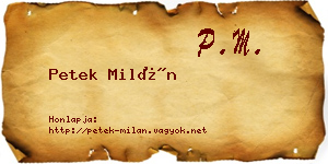 Petek Milán névjegykártya